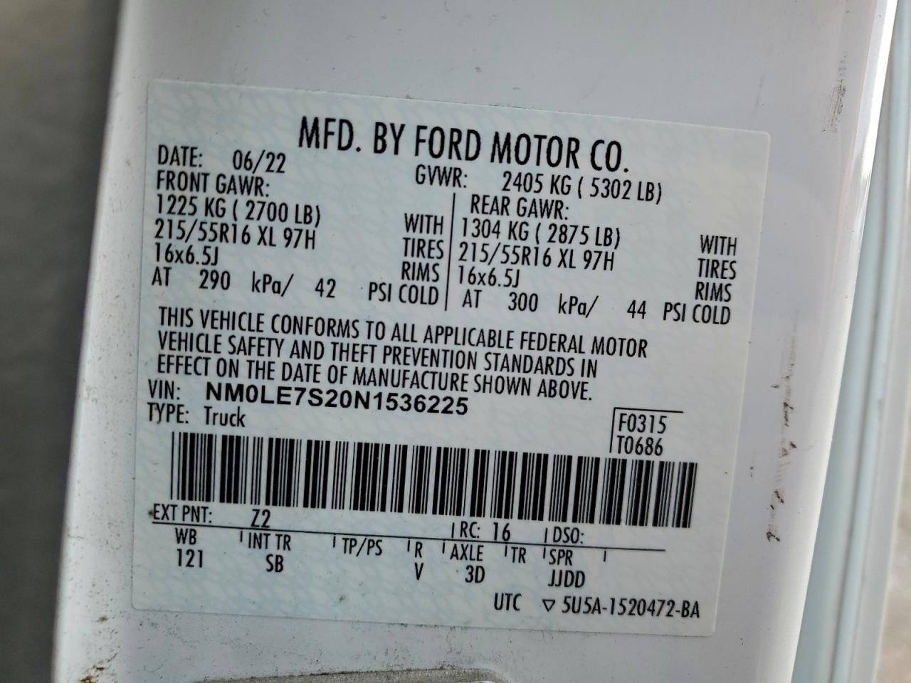 2022 FORD TRANSIT