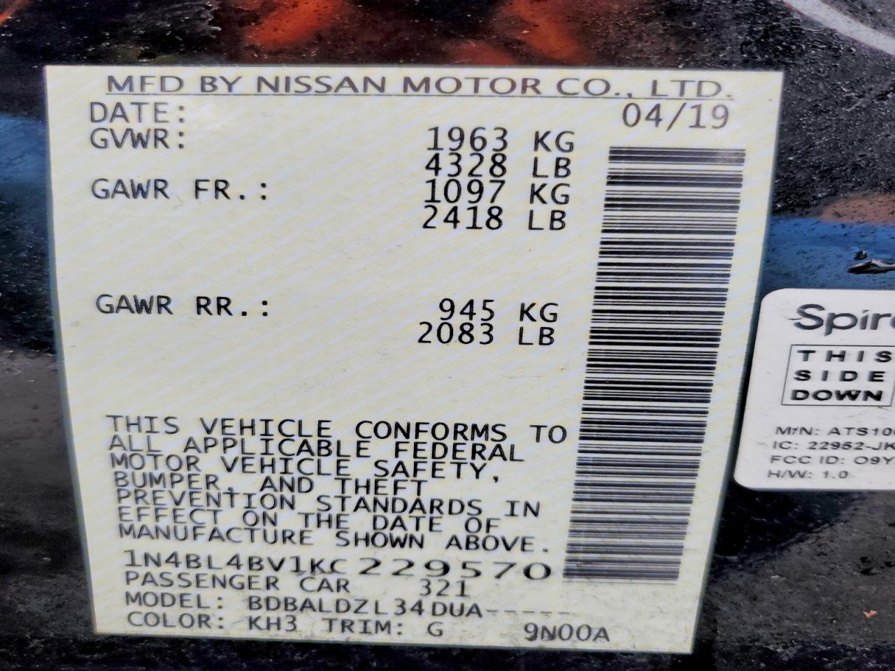 2019 NISSAN ALTIMA