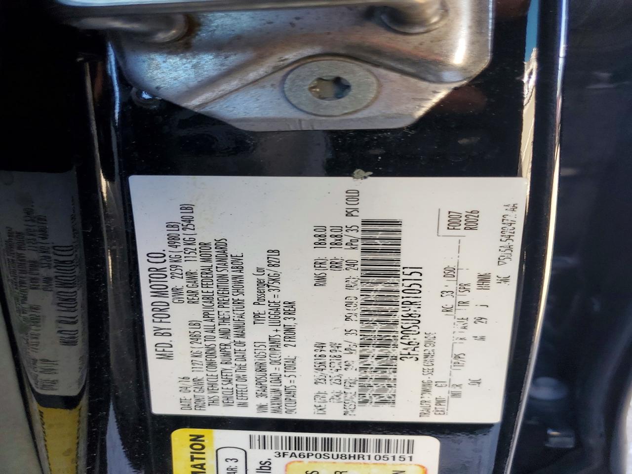 2017 FORD FUSION