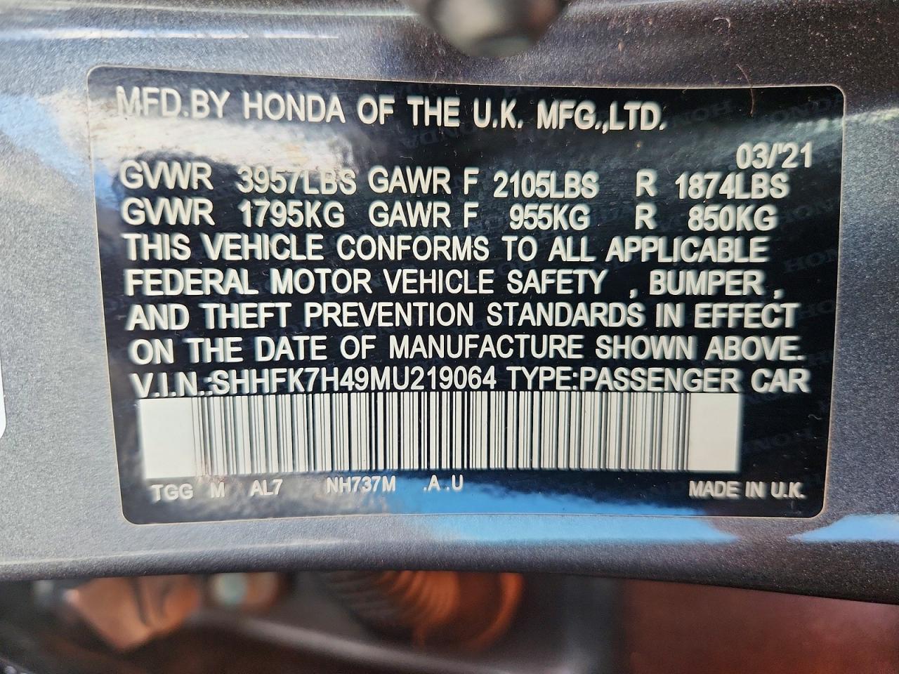 2021 HONDA CIVIC