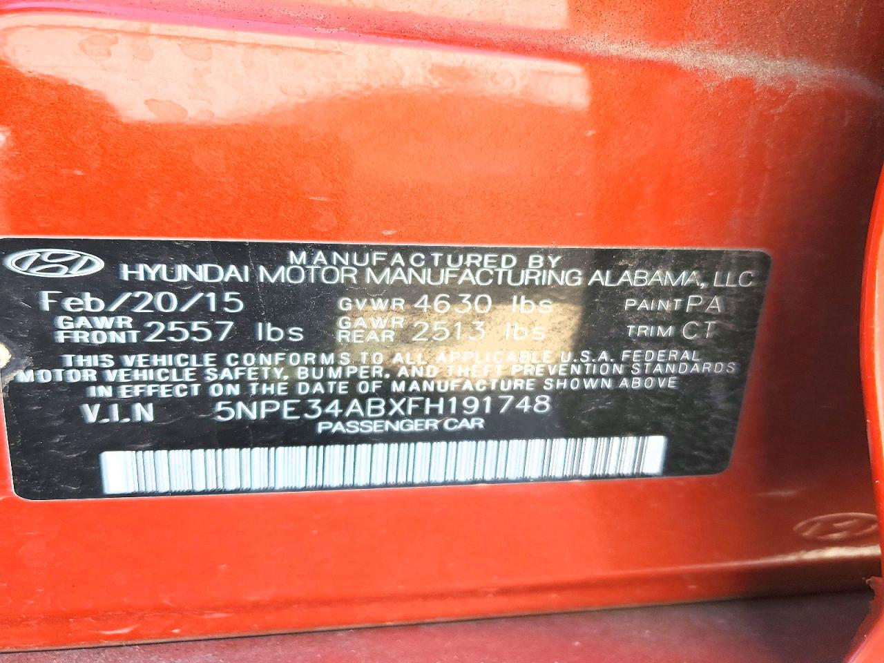 2015 HYUNDAI SONATA