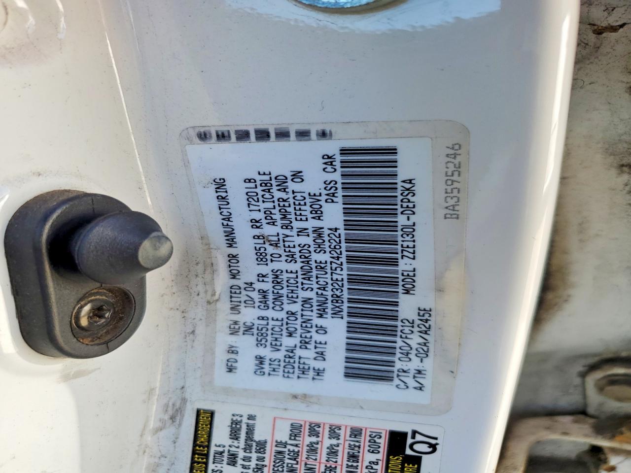 2005 TOYOTA COROLLA