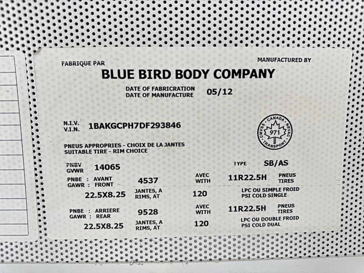2013 BLUEBIRD VISION