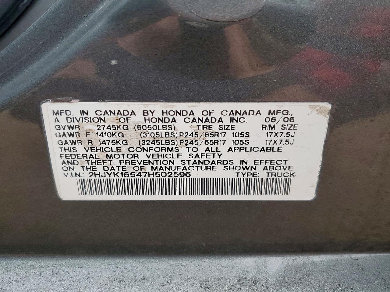 2007 HONDA RIDGELINE