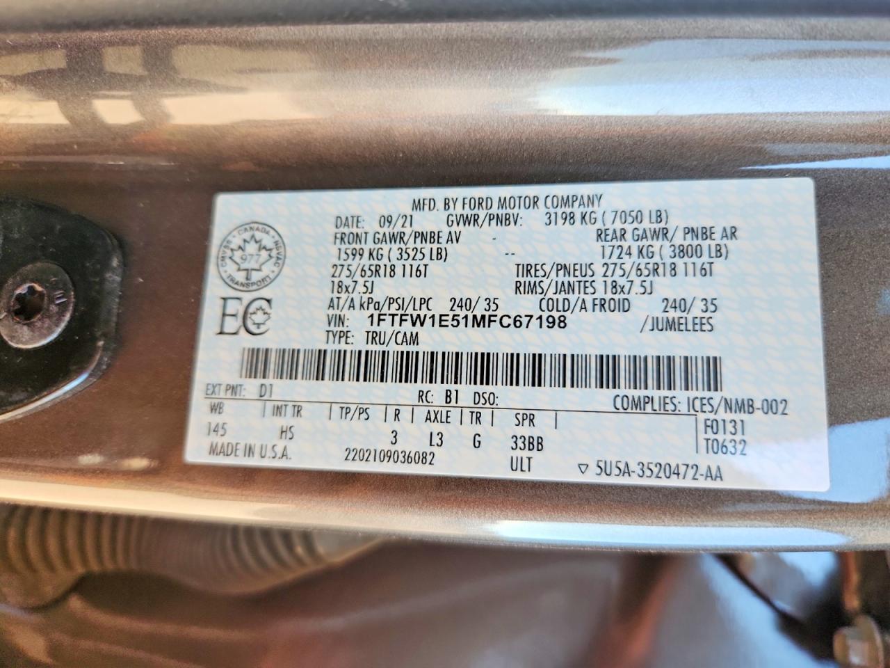 2021 FORD F150