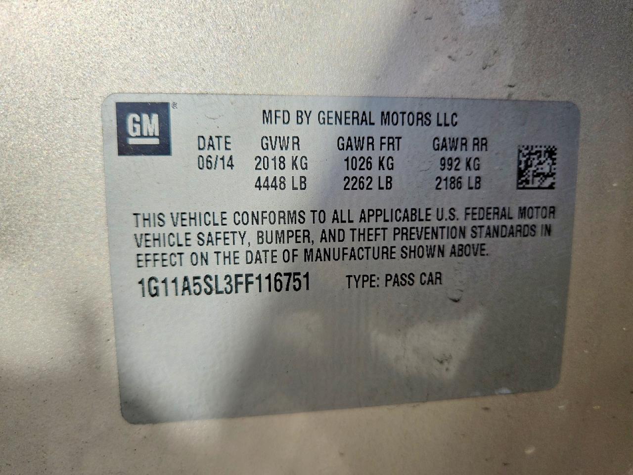2015 CHEVROLET MALIBU