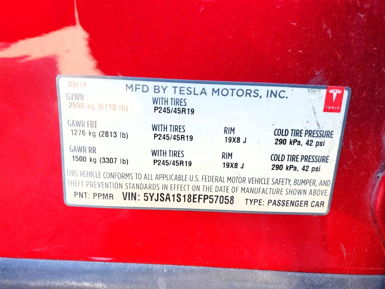 2014 TESLA MODEL S