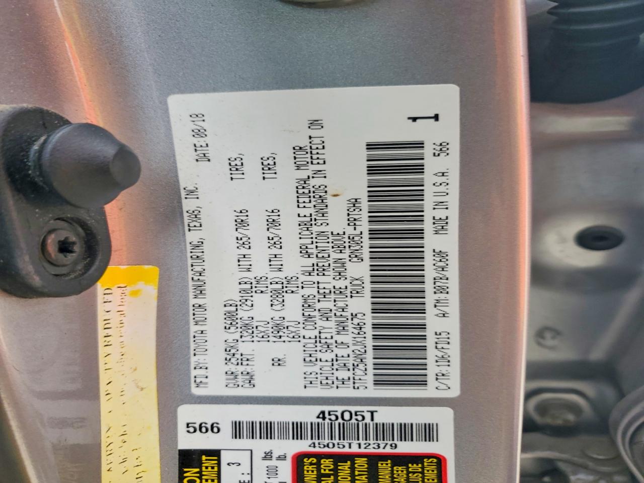 2018 TOYOTA TACOMA