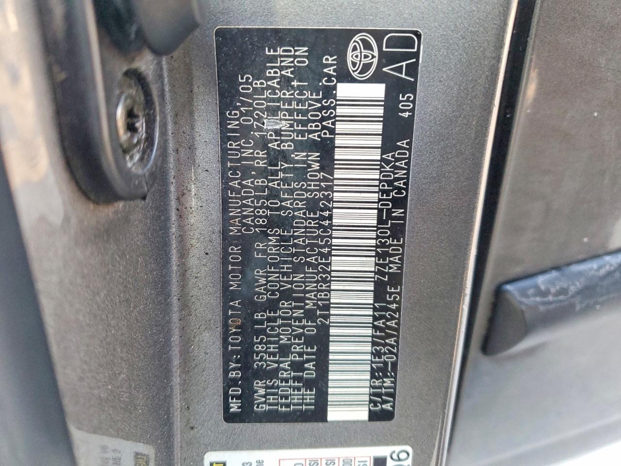 2005 TOYOTA COROLLA