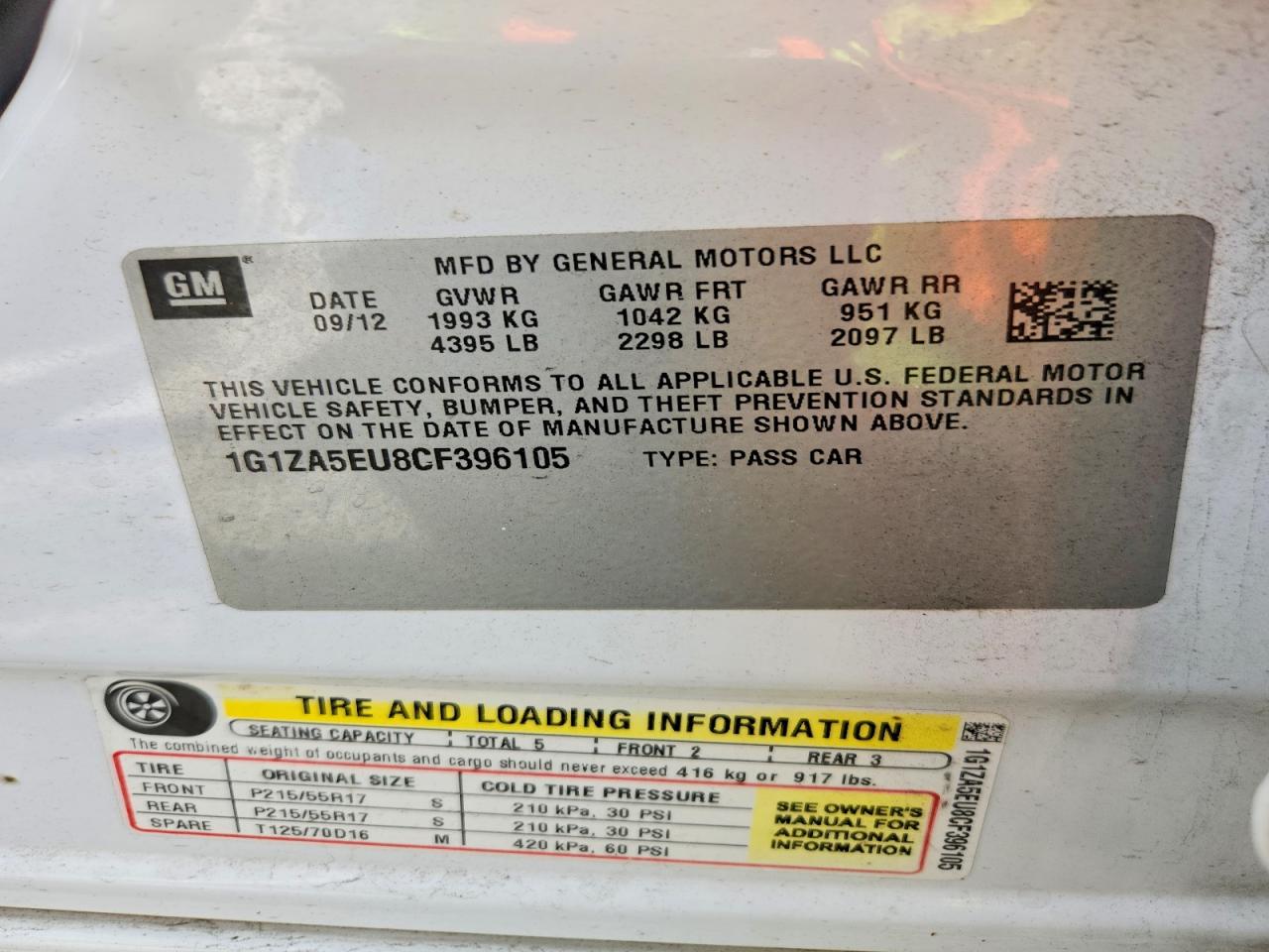 2012 CHEVROLET MALIBU