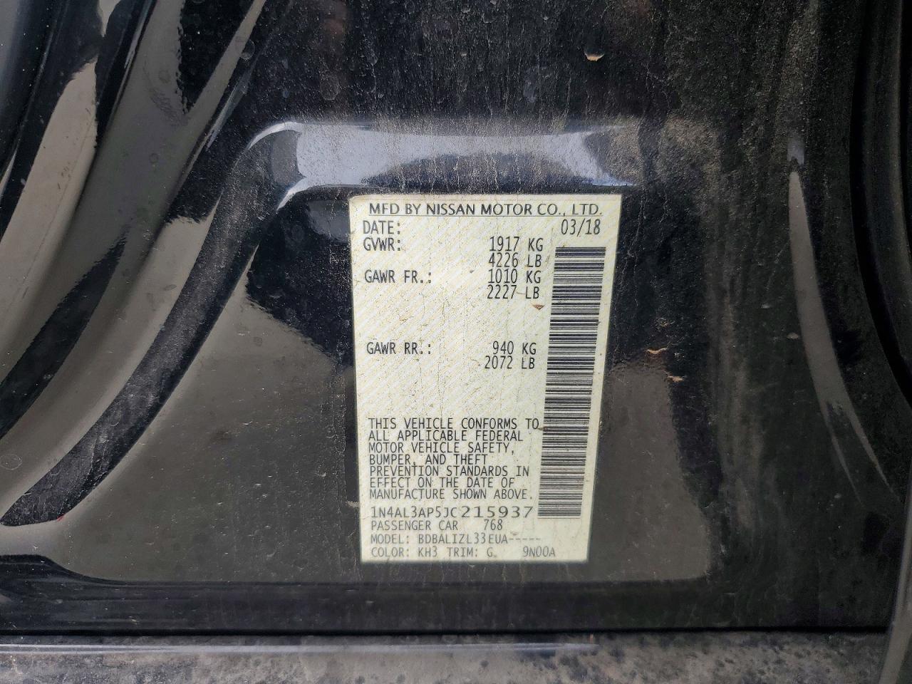 2018 NISSAN ALTIMA