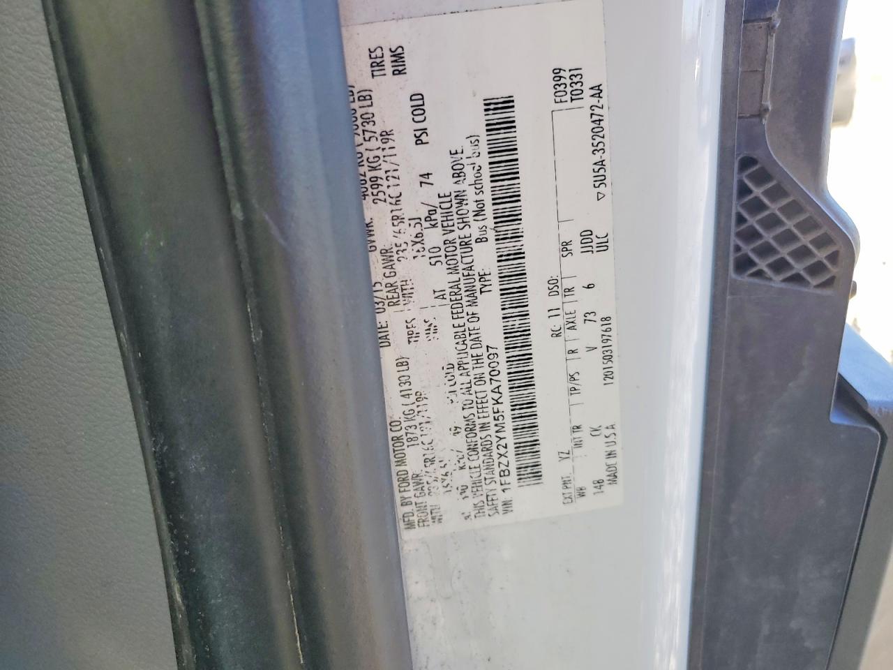 2015 FORD TRANSIT