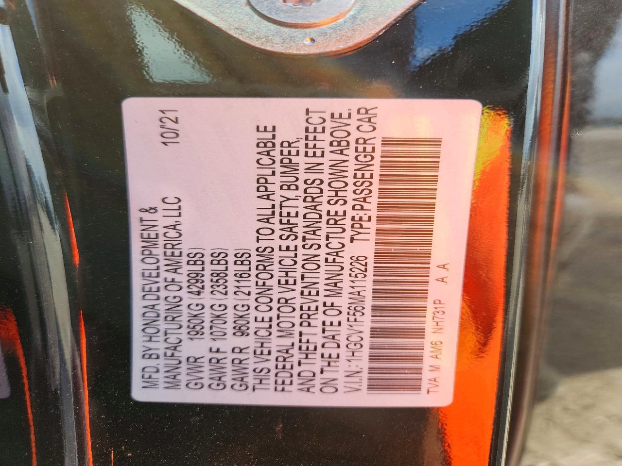 2021 HONDA ACCORD