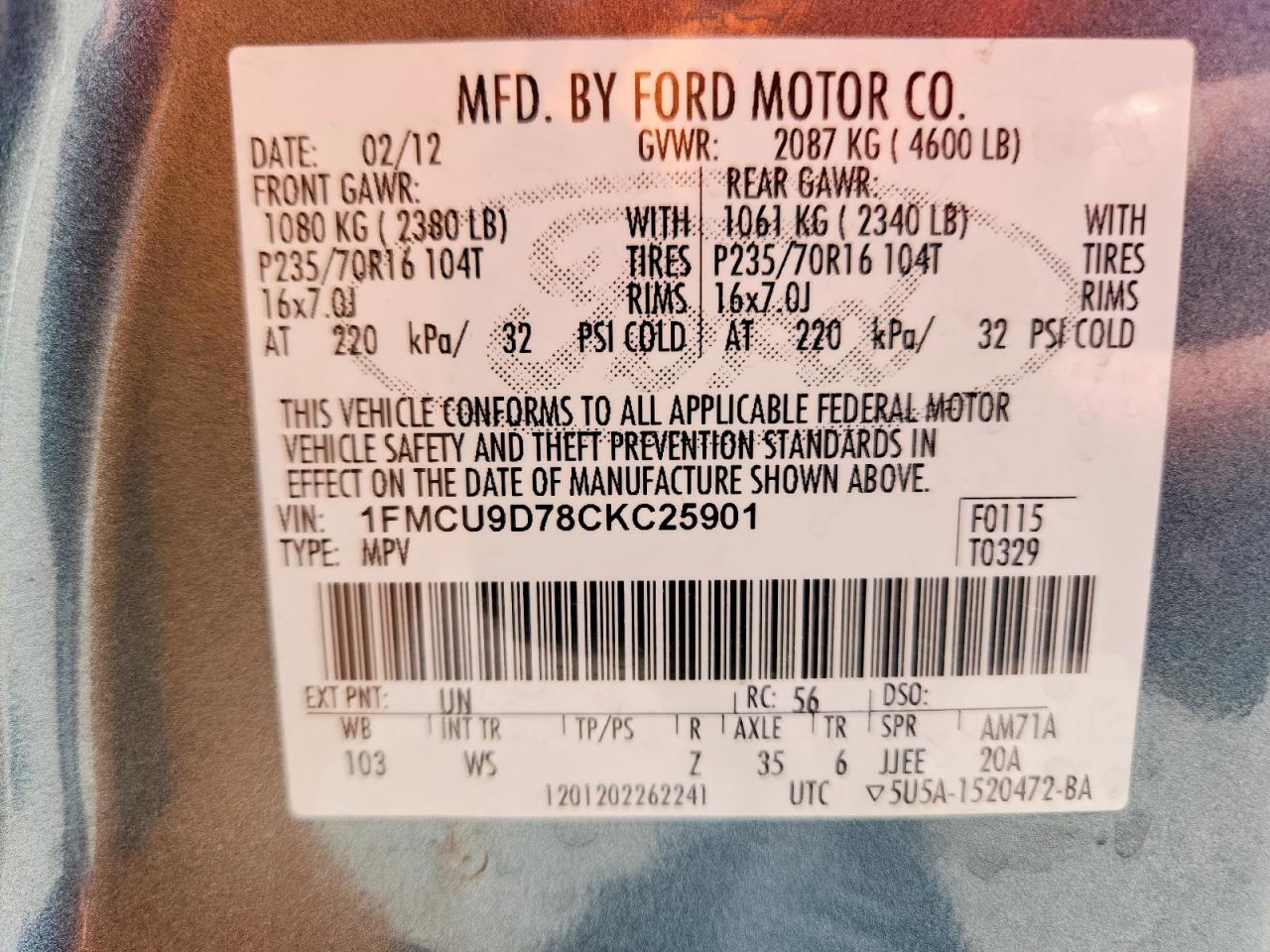 2012 FORD ESCAPE