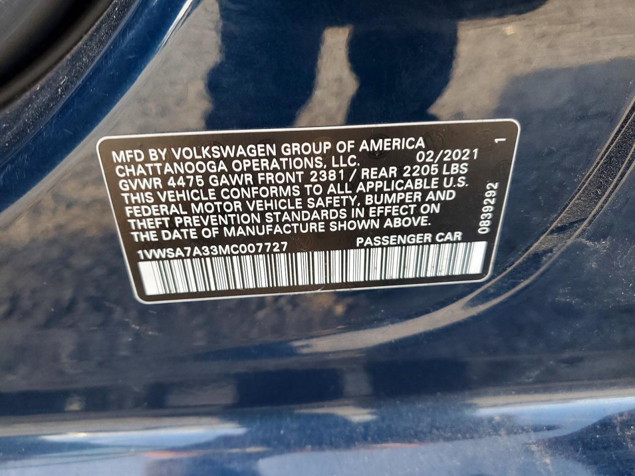 2021 VOLKSWAGEN PASSAT