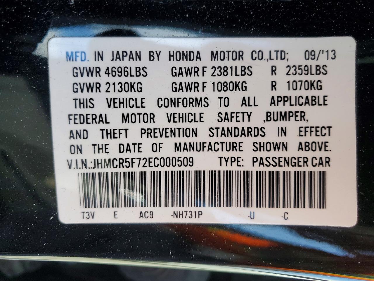 2014 HONDA ACCORD