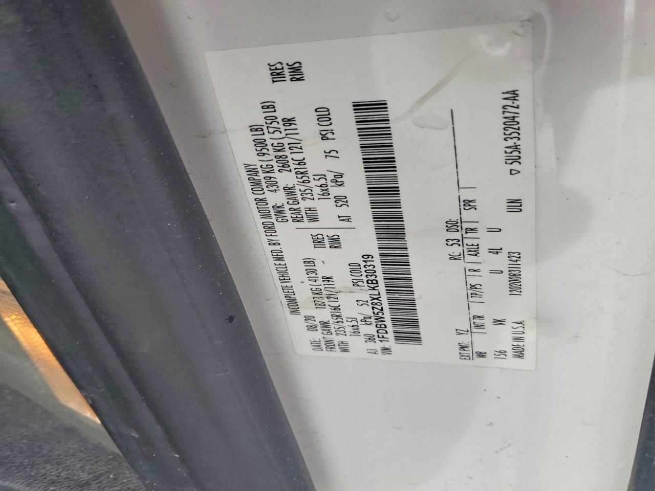 2020 FORD TRANSIT