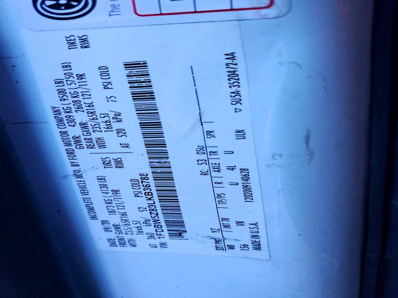 2020 FORD TRANSIT