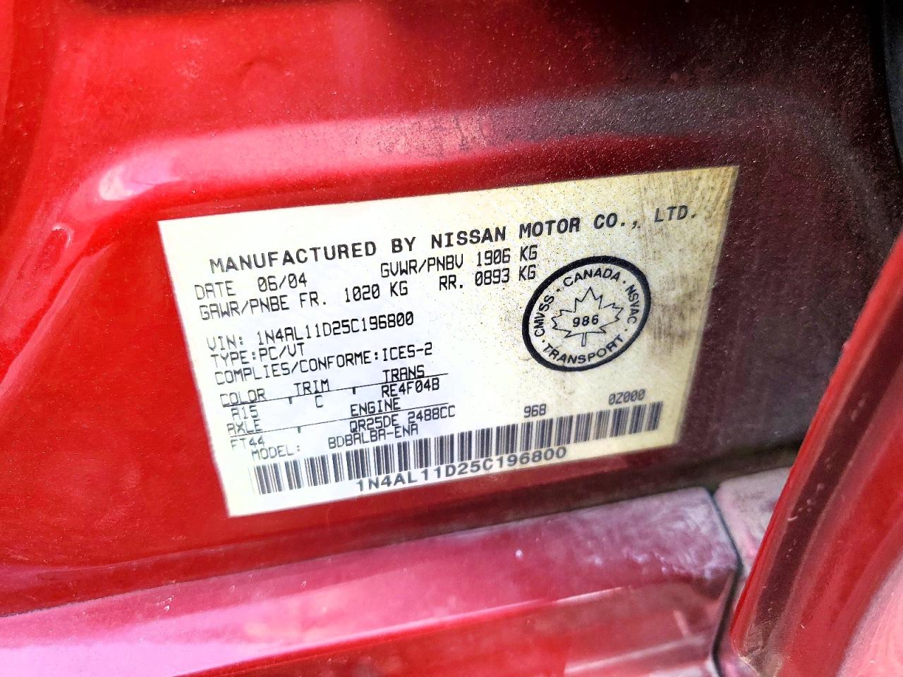2005 NISS ALTIMA