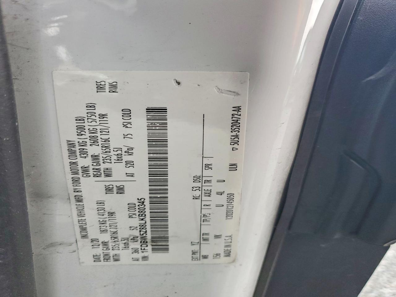 2020 FORD TRANSIT