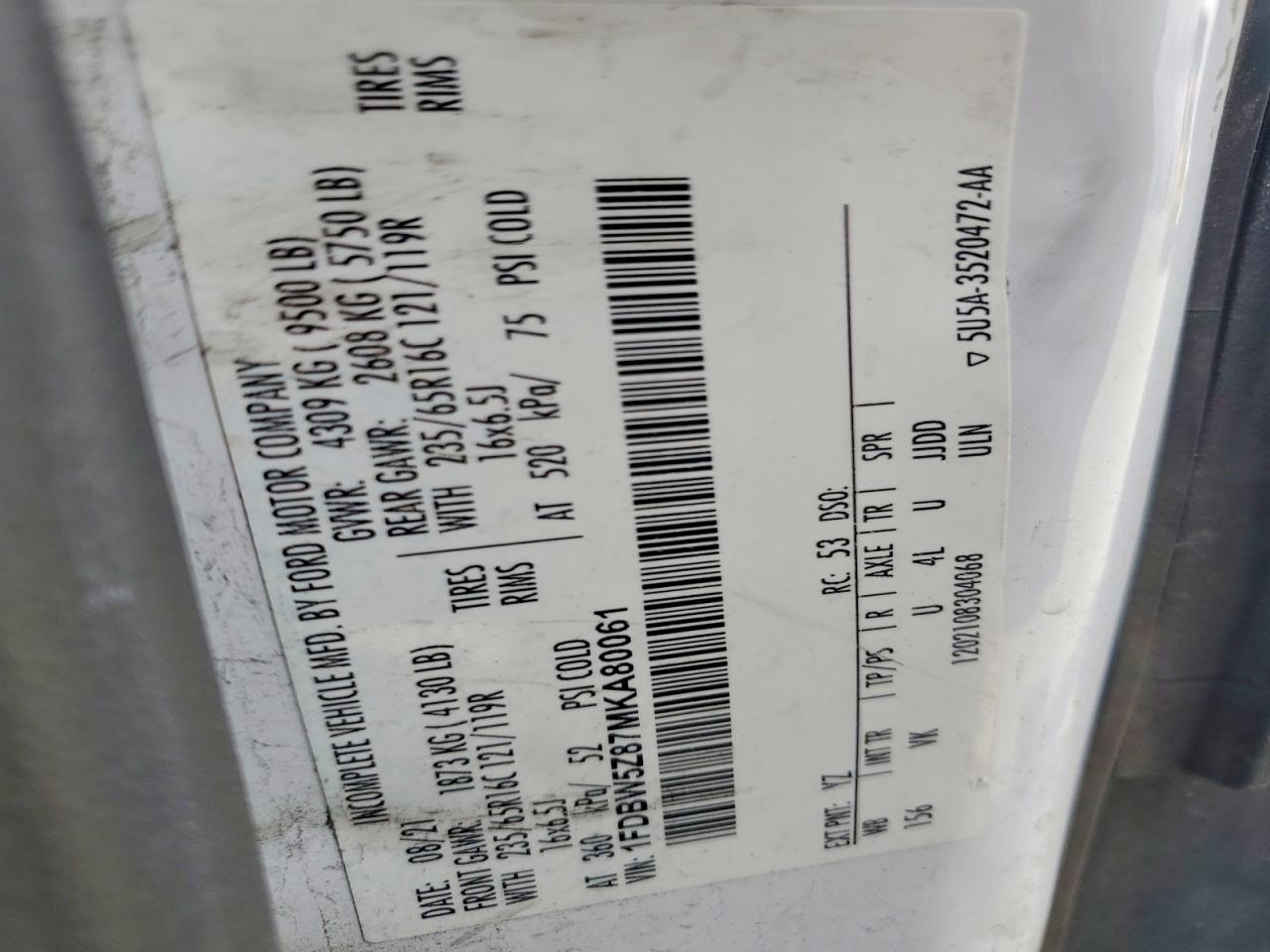 2021 FORD TRANSIT