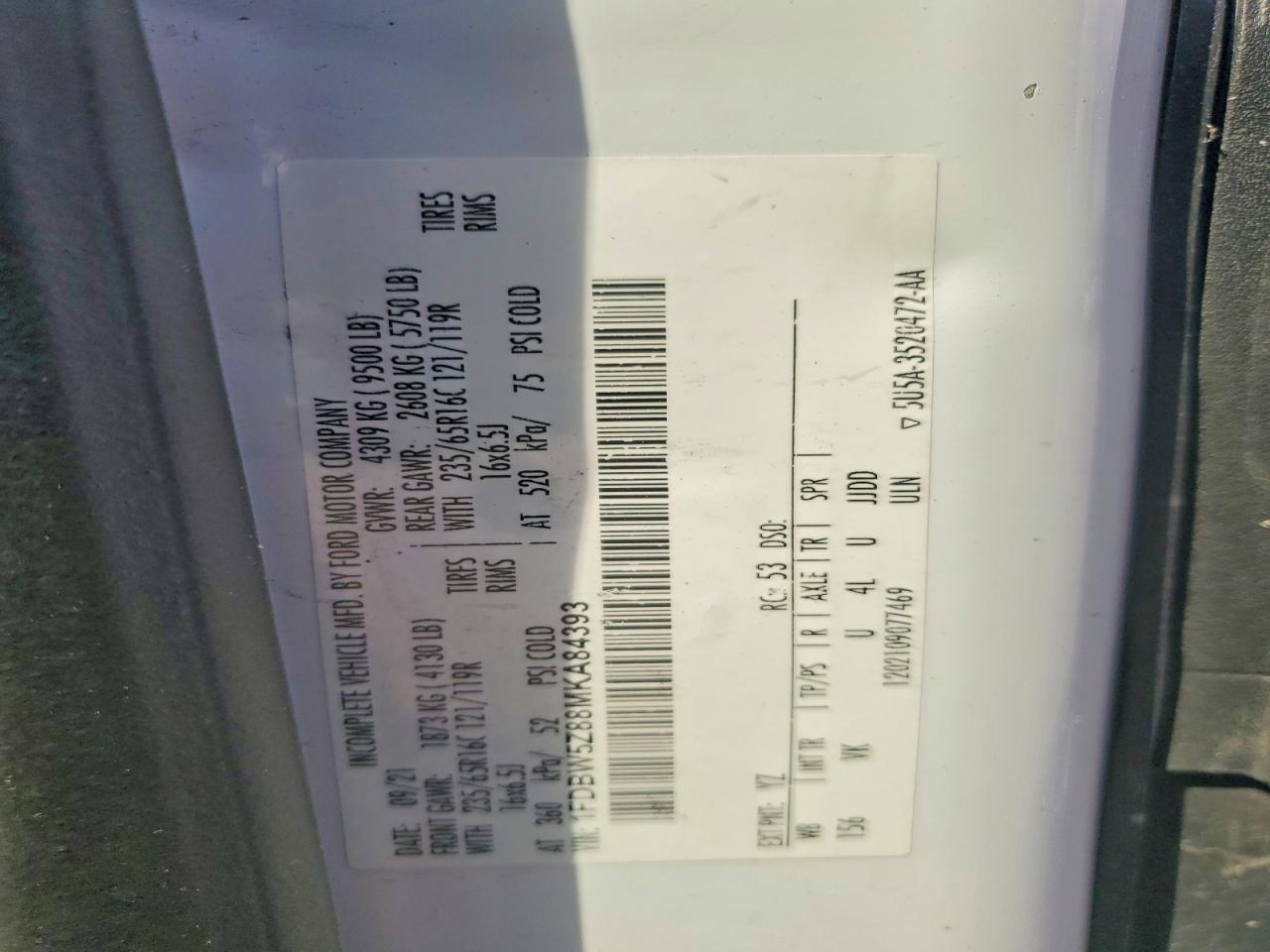 2021 FORD TRANSIT