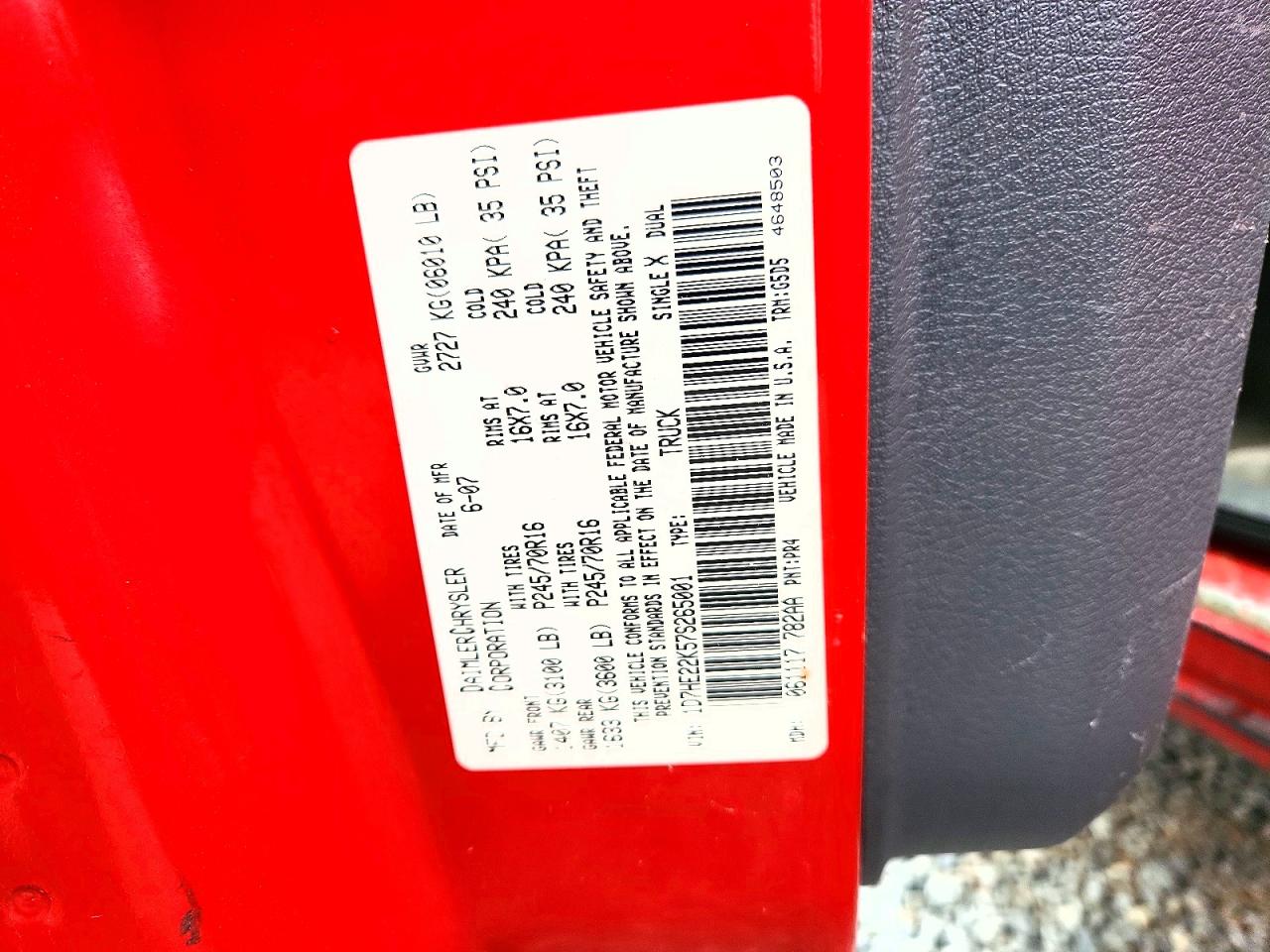 2007 DODGE DAKOTA