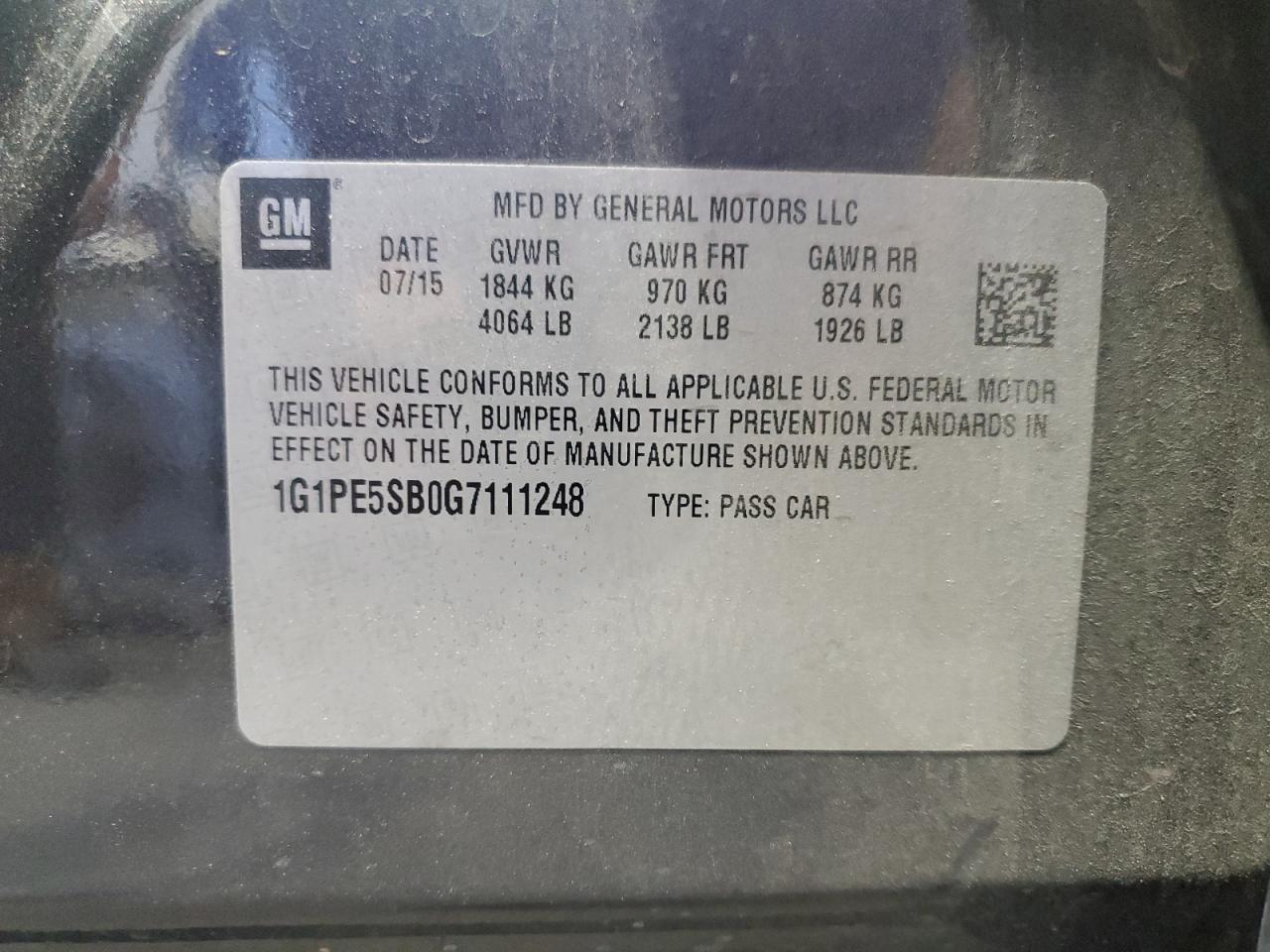 2016 CHEVROLET CRUZE