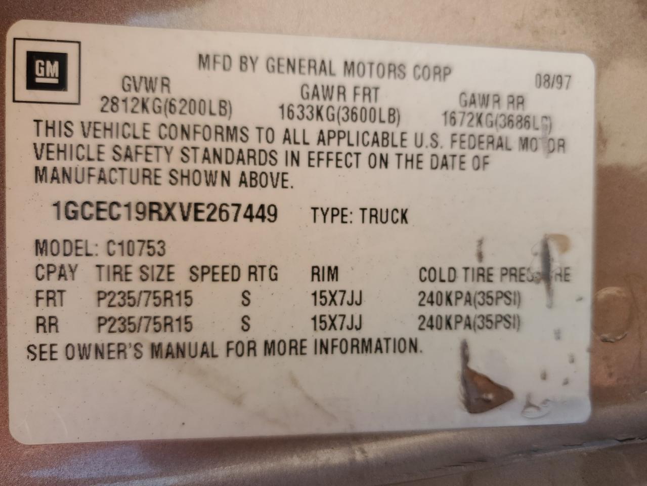 1997 CHEVROLET GMT