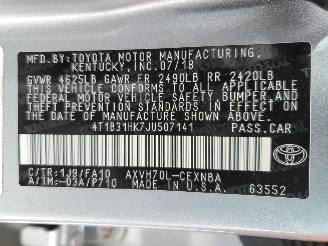 2018 TOYOTA CAMRY