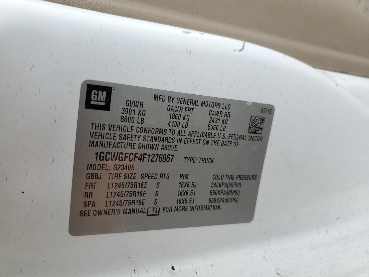 2015 CHEVROLET EXPRESS