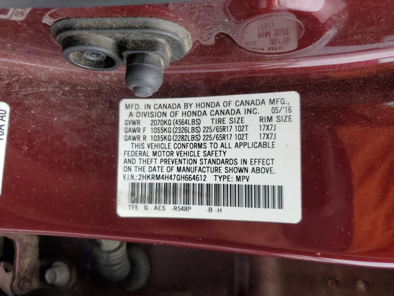 2016 HONDA CRV