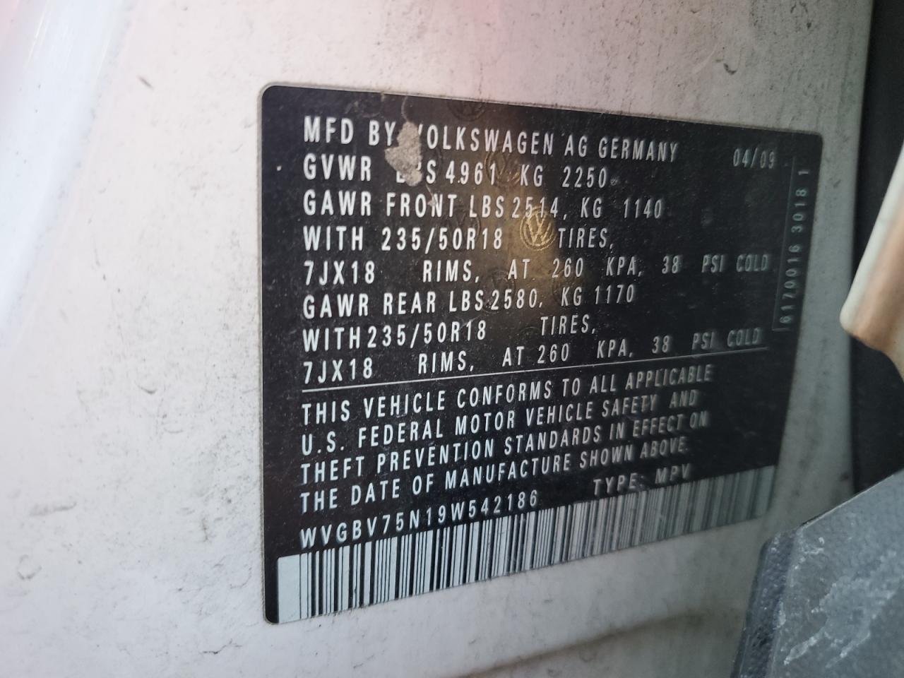 2009 VOLKSWAGEN TIGUAN