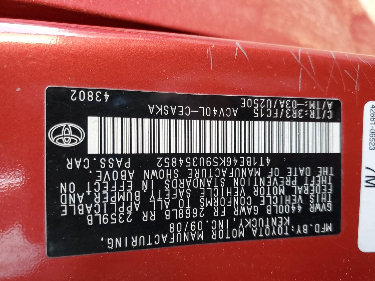 2009 TOYOTA CAMRY