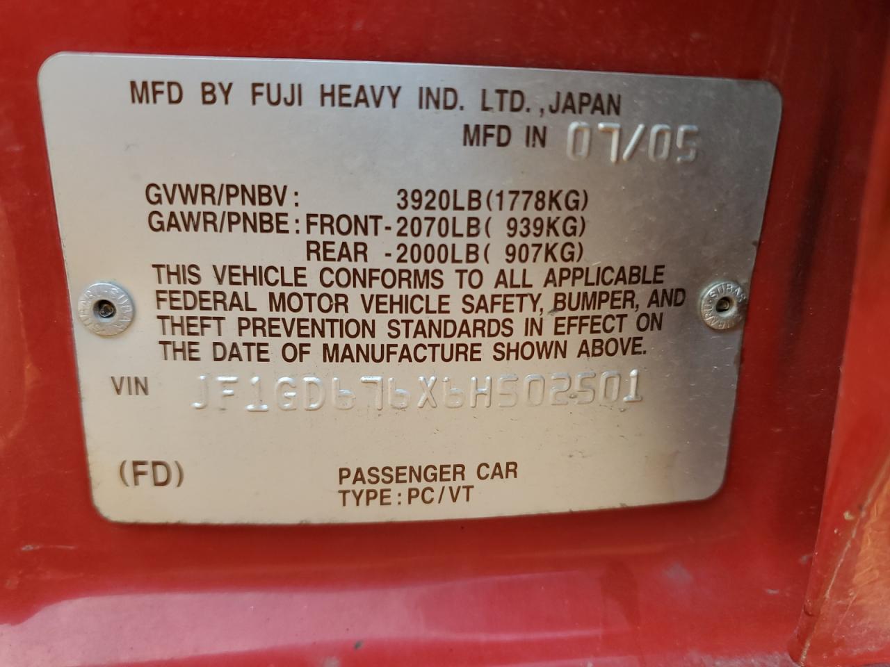 2006 SUBARU IMPREZA