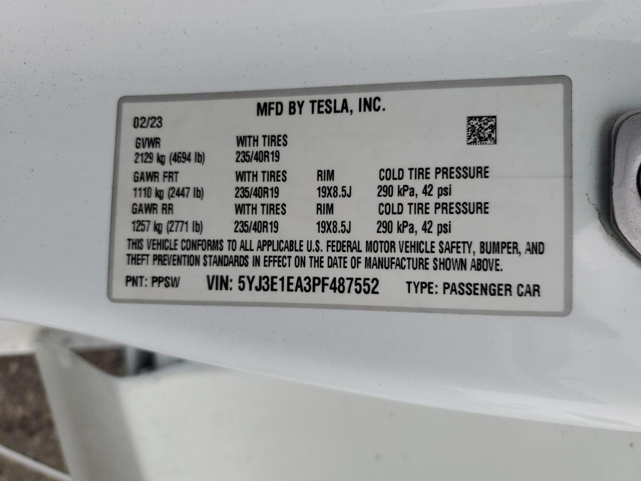 2023 TESLA MODEL 3