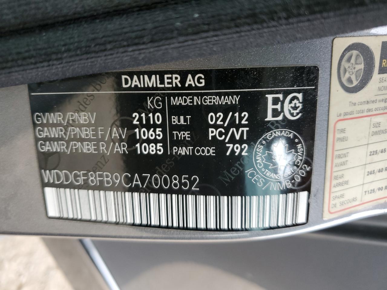 2012 MERCEDES-BENZ C-CLASS