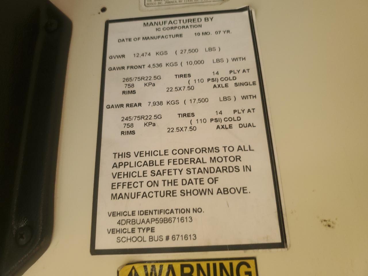 2009 IC CORPORATION CE SERIES
