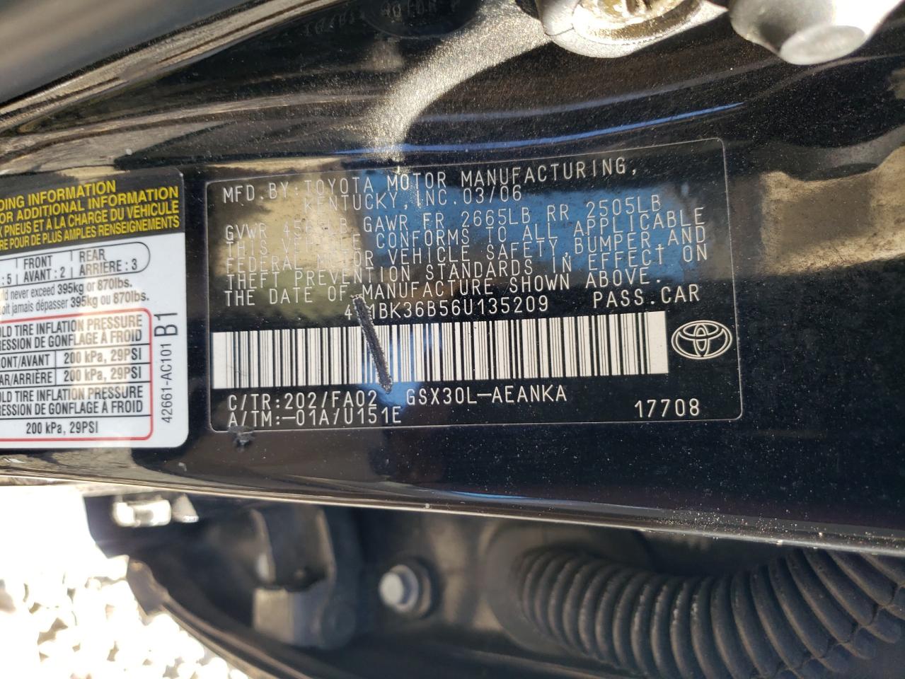 2006 TOYOTA AVALON