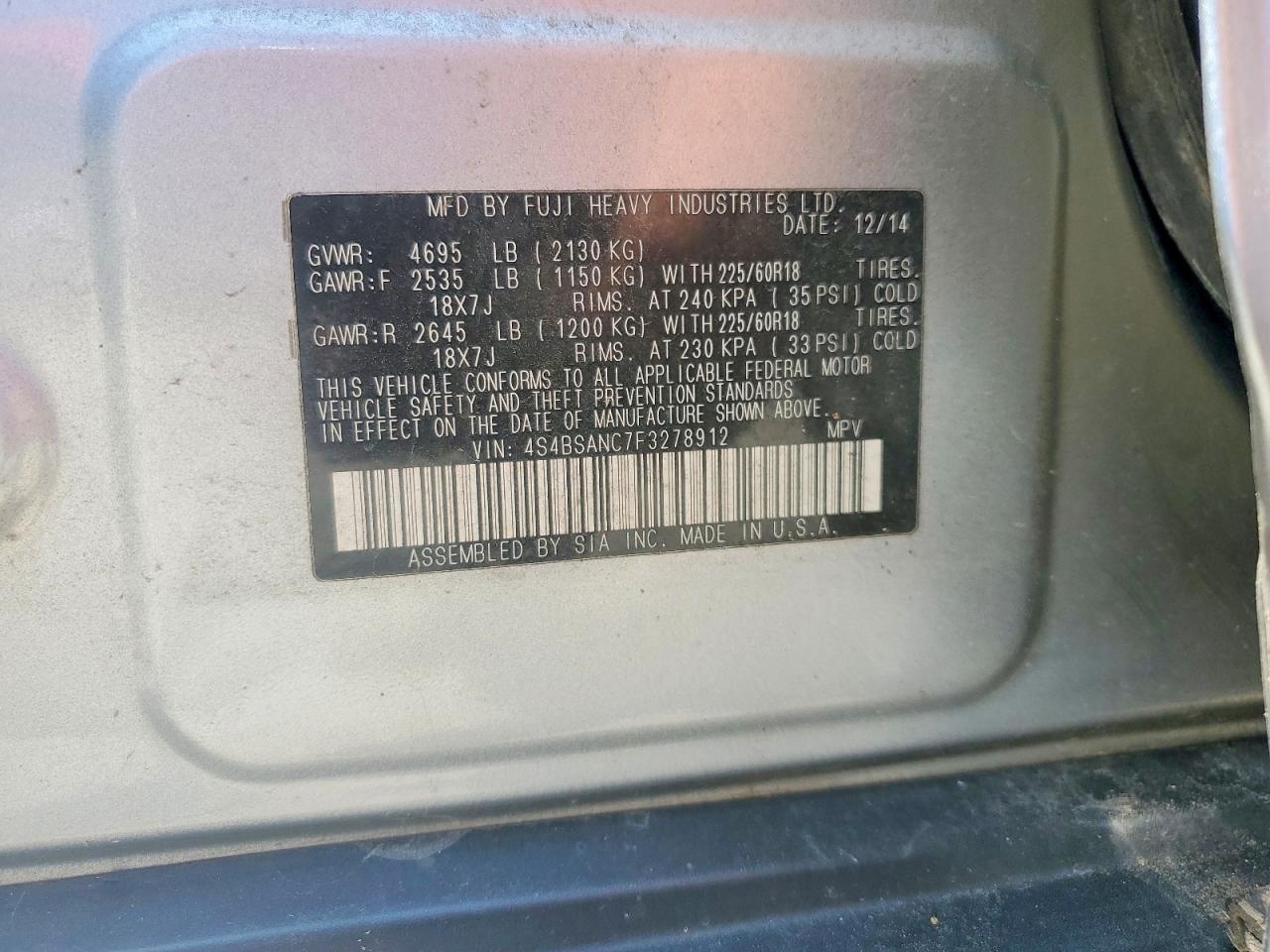 2015 SUBARU OUTBACK