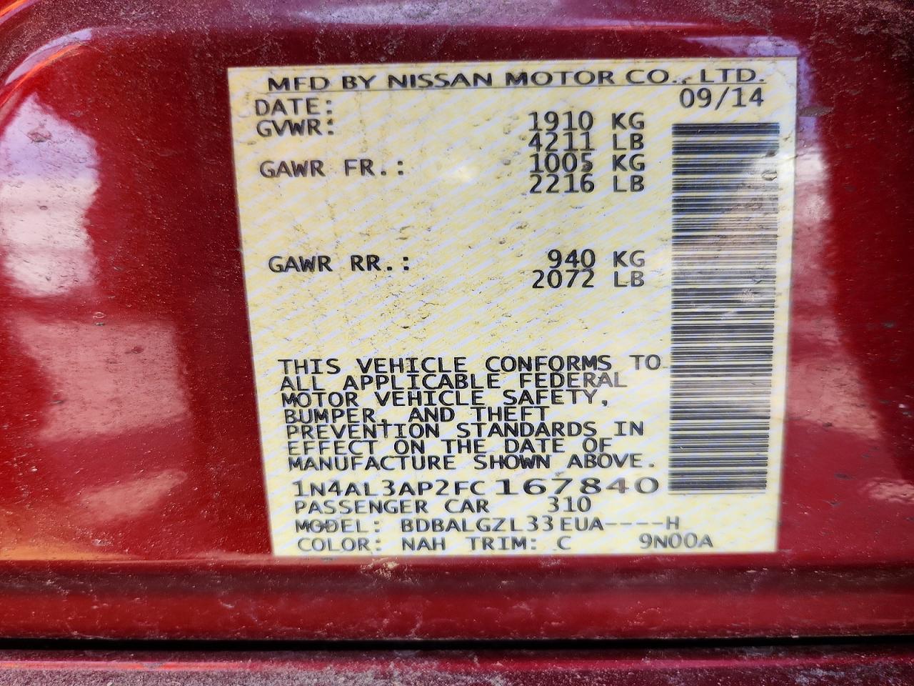 2015 NISSAN ALTIMA
