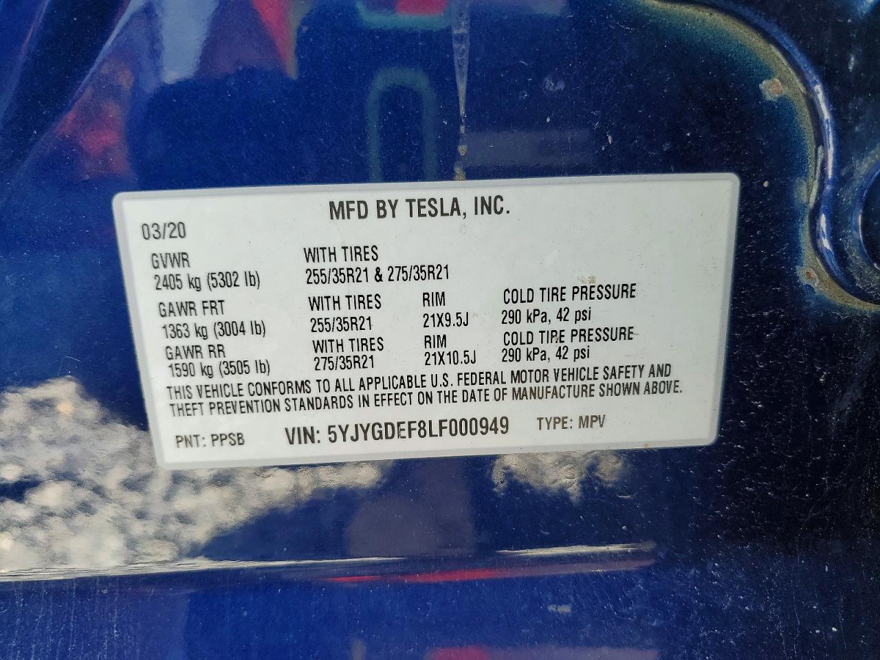 2020 TESLA MODEL Y