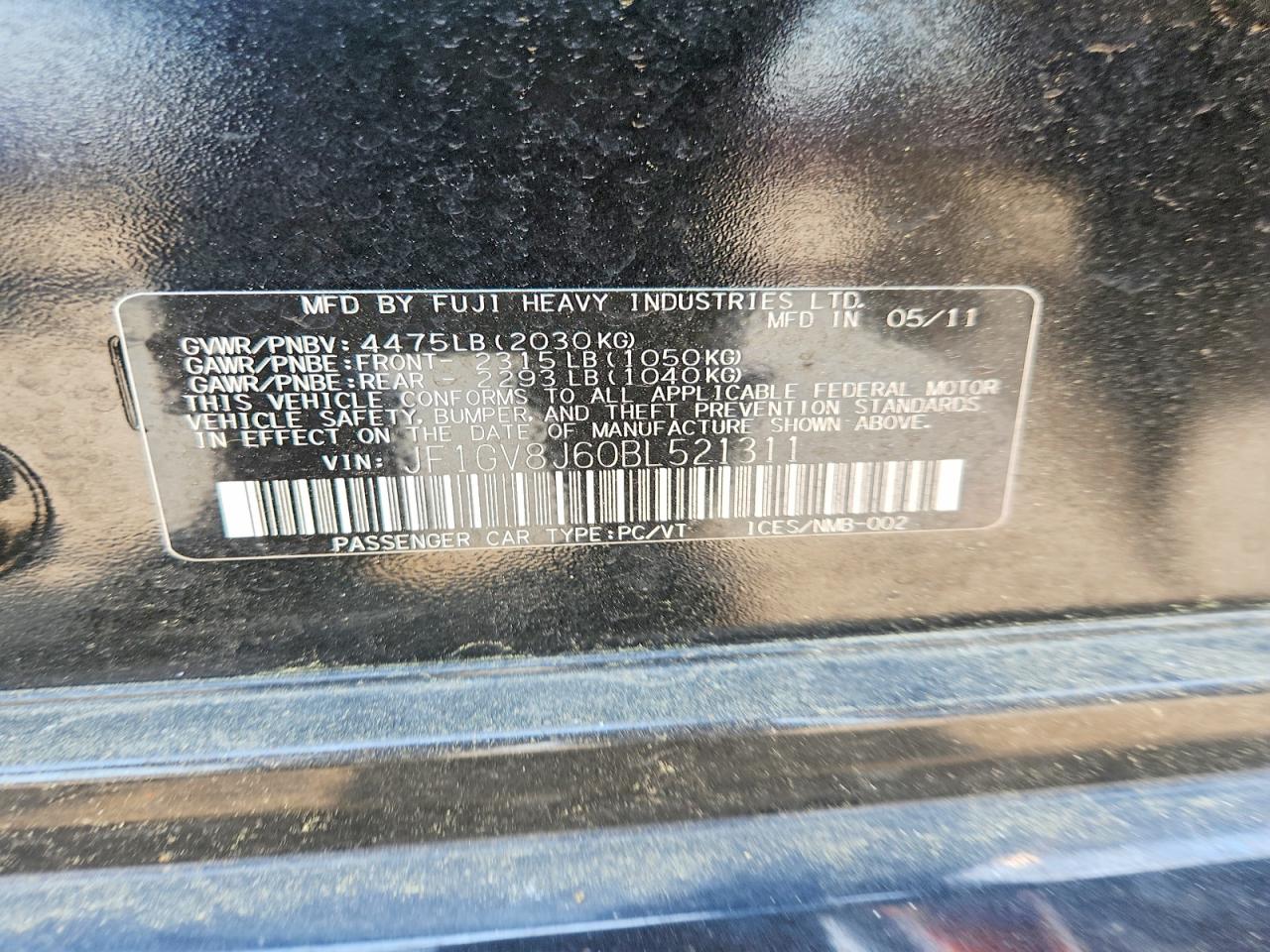 2011 SUBARU WRX