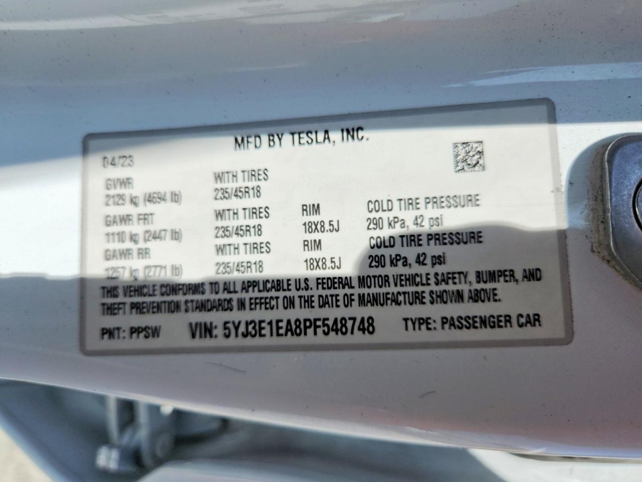 2023 TESLA MODEL 3