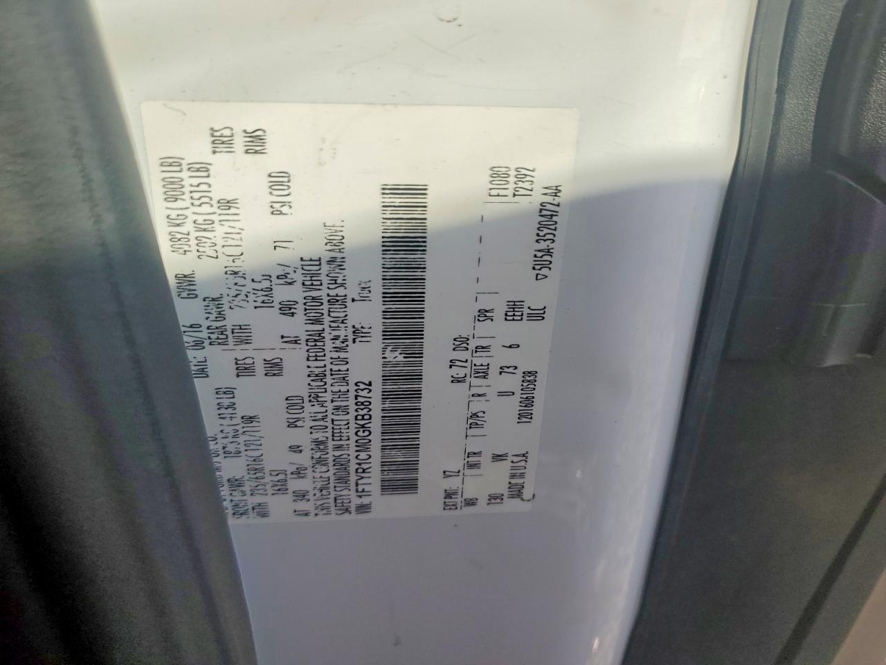 2016 FORD TRANSIT