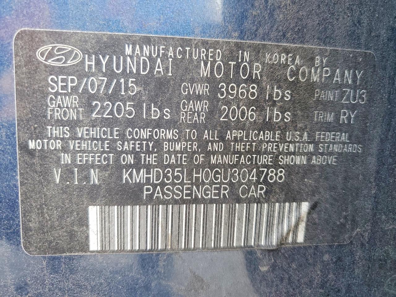 2016 HYUNDAI ELANTRA