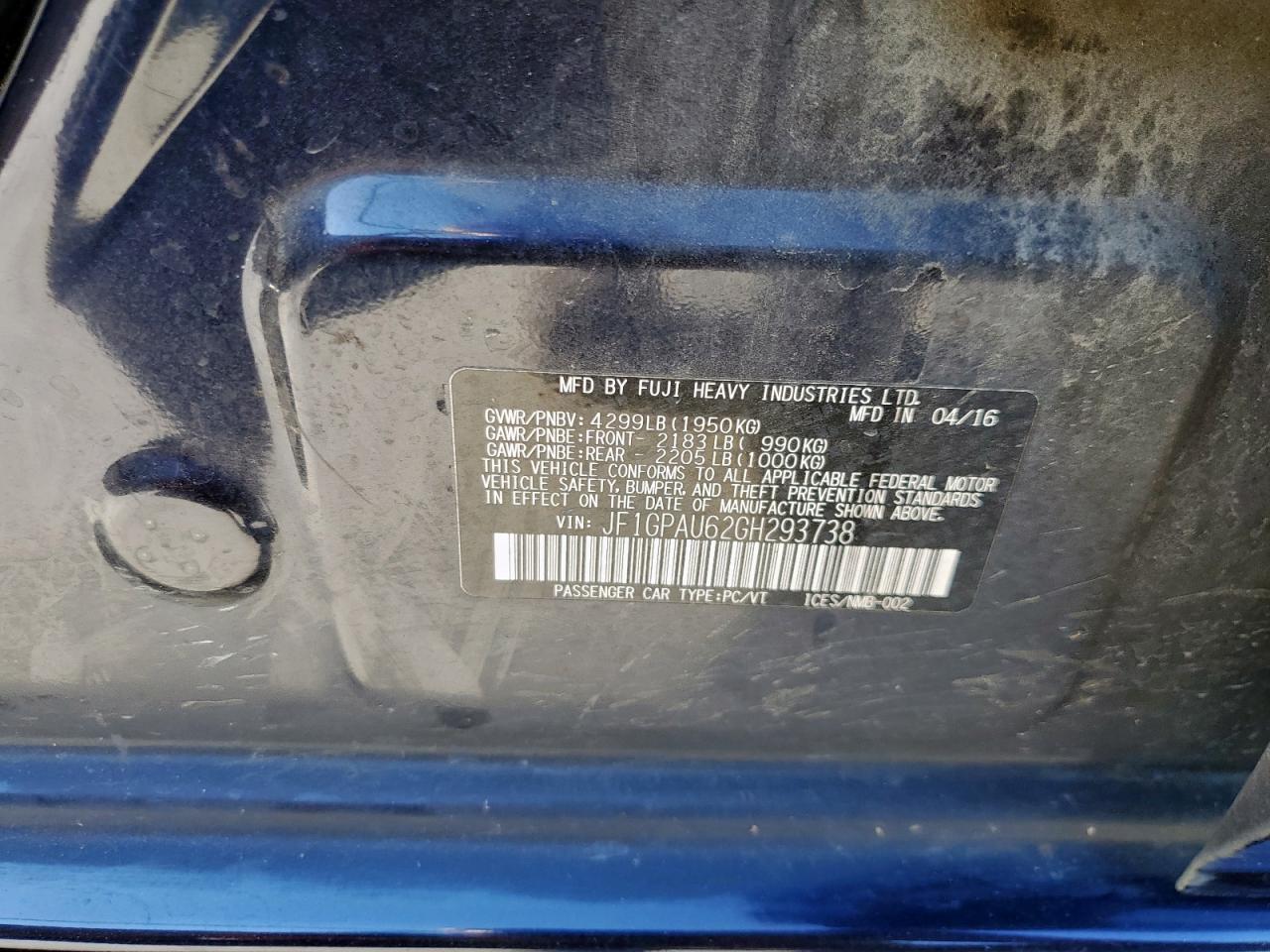 2016 SUBARU IMPREZA