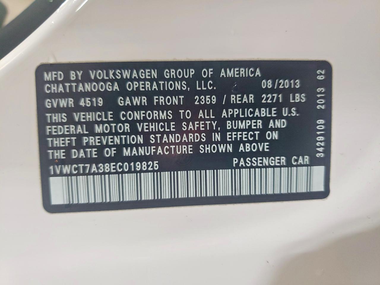 2014 VOLKSWAGEN PASSAT