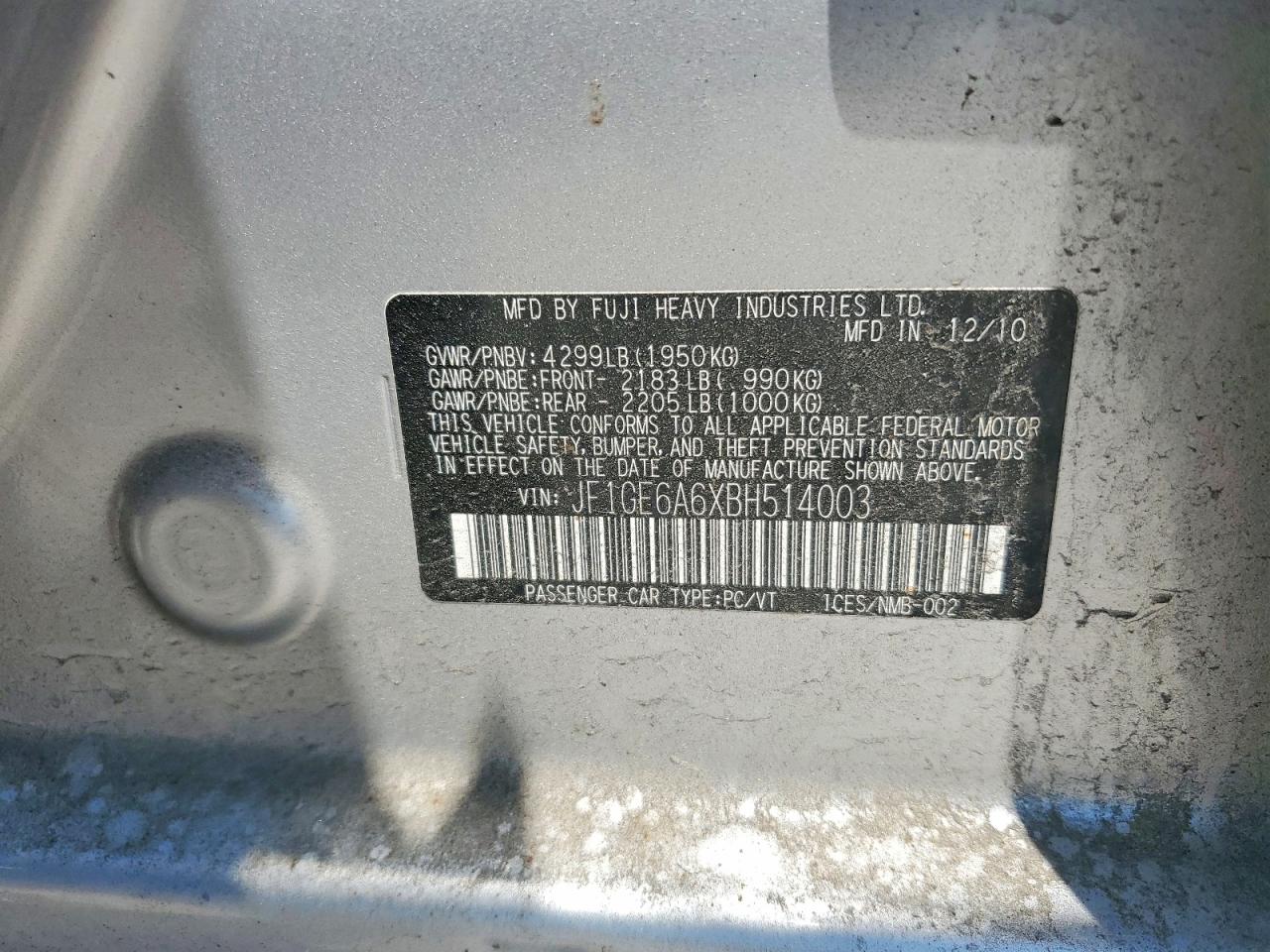 2011 SUBARU IMPREZA