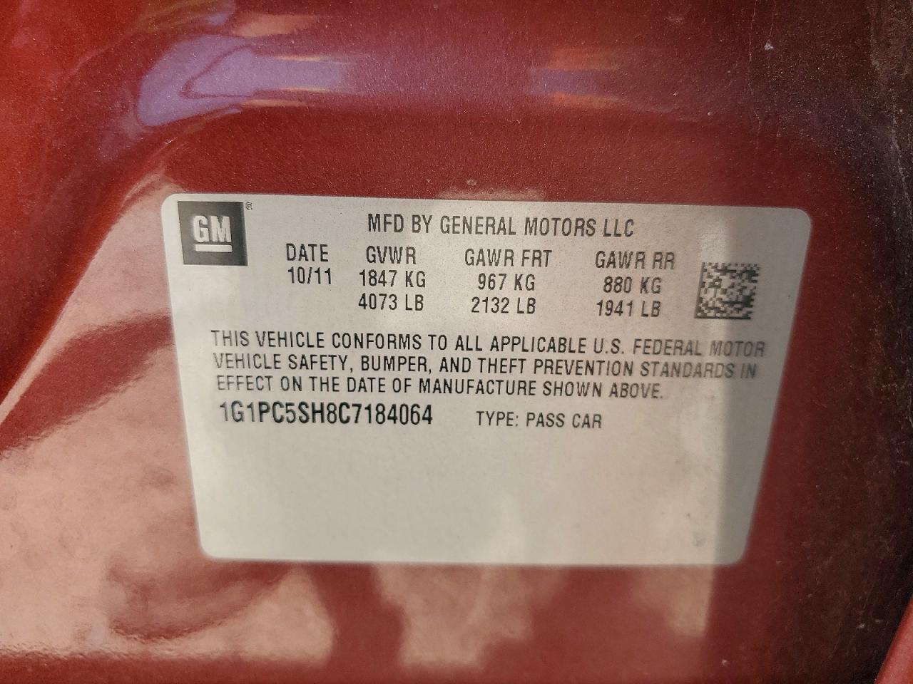 2012 CHEVROLET CRUZE
